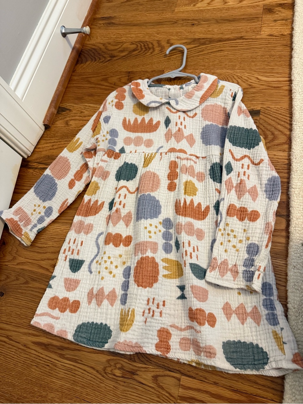 Aimama Girl’s Dress Size 6/7 Years Muslin Fall Colors Peter Pan Collar - Picture 3 of 6